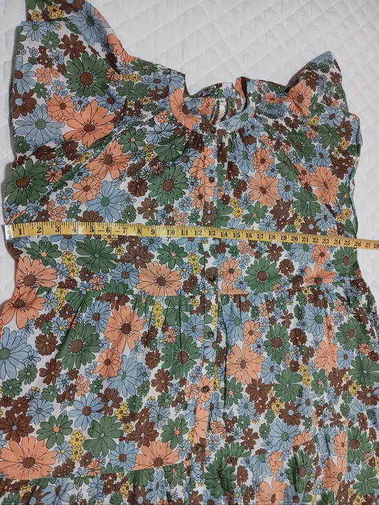 Floral Tiered Sundress in Peach, Sage & Sky Blue - Picture 6 of 9